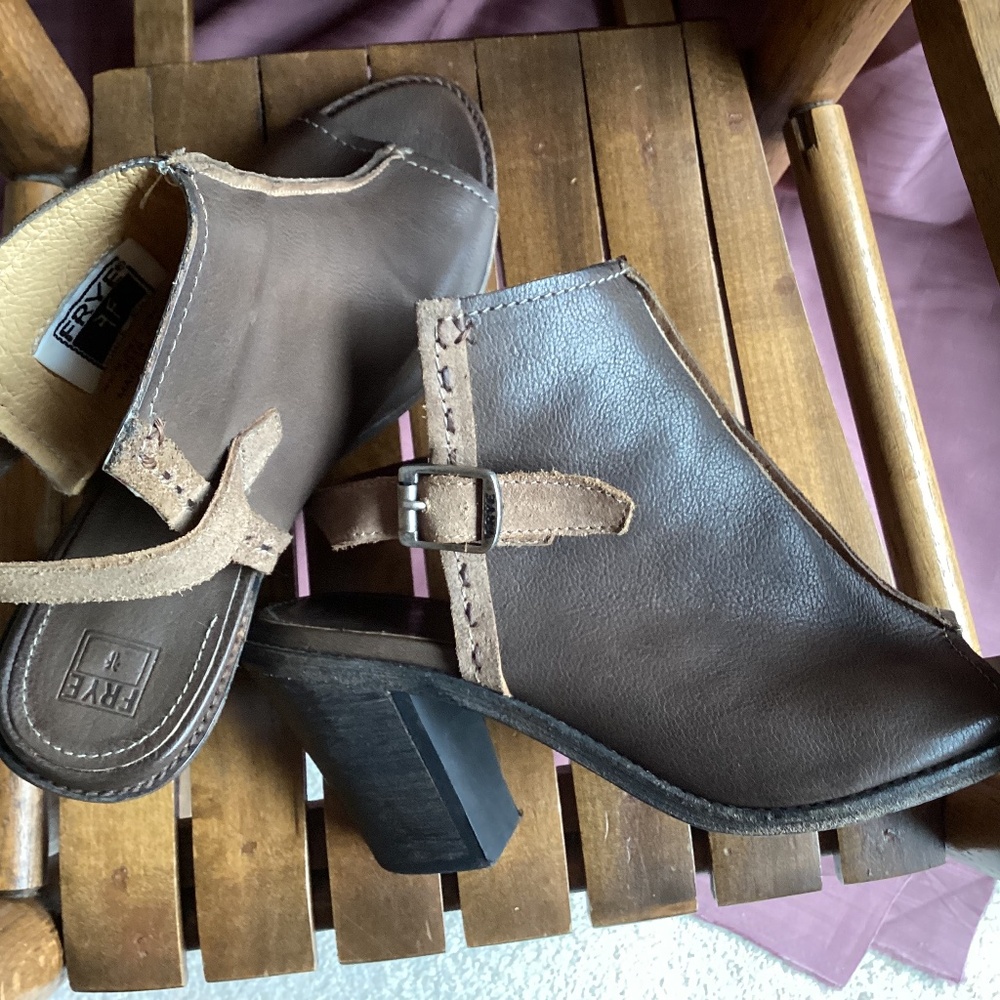 Frye Sling Back Peep Toe Leather Heels